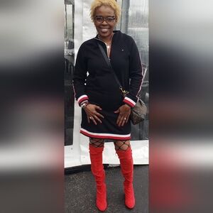 BlackDress with Red,White Blue Accents. EUC